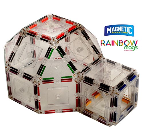 0743724353693 - RAINBOW MAGS 40 PIECE GLASS COLOR MAGNETIC TILES WITH COLORED MAGNETS. THE IGLOO SET