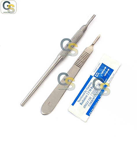 0743724532692 - G.S 2 O.R GRADE SCALPEL HANDLE #3 (ROUND + FLAT) WITH 5 STERILE BLADE #10 + 5 STERILE BLADES #11