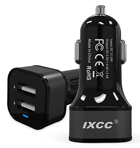 0743724575286 - IXCC DUAL USB 4.8 AMP 24W UNIVERSAL HIGH CAPACITY CAR CHARGER FOR APPLE, SAMSUNG, ANDROID AND WINDOWS SMARTPHONES AND TABLETS - BLACK