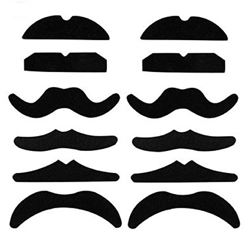 0743841486595 - PACK OF 12 FAKE MUSTACHES, NOVELTY AND TOY, - FOR HALLOWEEN, PARTIES, KIDS, GIFT, FAVORS, ADULTS, FUN, BIRTHDAY, GAMES, HOME, MOVEMBER. -KIDSCO