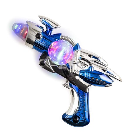 0743841487738 - BLUE LASER SPACE GUN BLASTER TOY-LIGHT UP -NOISE MAKING -SUPER SPINNING -11 1/2 INCH- FOR CHILDREN, PLAY TIME, PRETEND, PARTIES, HALLOWEEN, & GIFTS - KIDSCO