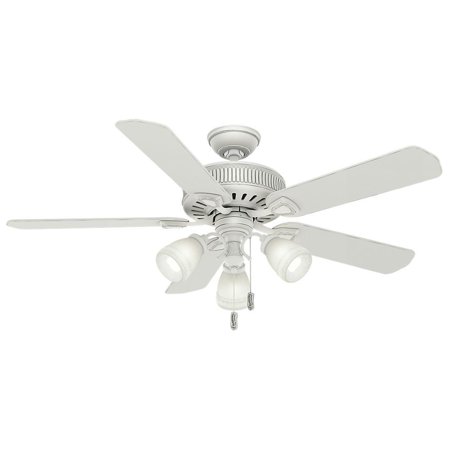 0743928540059 - CASABLANCA 54005 AINSWORTH GALLERY 54-INCH 5-BLADE 3-LIGHT CEILING FAN, COTTAGE WHITE WITH COTTAGE WHITE BLADES AND FROSTED WHITE GLASS GLOBES