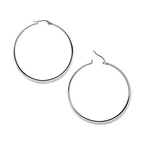 0743970709411 - INOX JEWELRY EARRINGS 316L STAINLESS STEEL POLISH FINISHED HOOPS 45MM