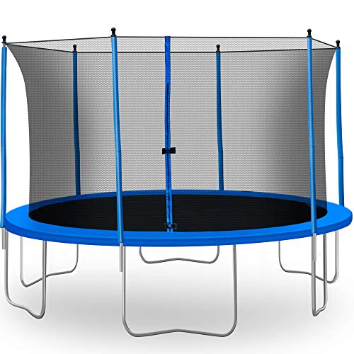 0744119226363 - TATUB KIDS TRAMPOLINE WITH SAFETY ENCLOSURE NET, SPRING PAD, COMBO BOUNCE JUMP TRAMPOLINE, OUTDOOR TRAMPOLINE FOR BACKYARD FOR KIDS, ADULTS (BLUE, 13FT)