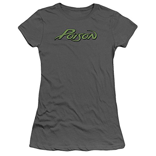 0744271184204 - POISON - BAND LOGO - CROP SLEEVE FITTED JUNIORS T-SHIRT - 2XL