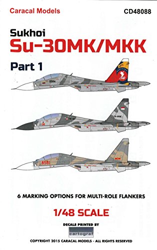 0744271643367 - CARCD48088 1:48 CARACAL MODELS DECALS - SUKHOI SU-30MK/MKK FLANKER PART 1