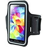0744362607131 - BLACK GYM EXERCISE JOGGING SPORTS ARMBAND COVER CARRYING CASE FOR SAMSUNG GALAXY S5 (SM-G900F / SM-G900H) - SAMSUNG GALAXY S6 (SM-G920) - SAMSUNG GALAXY S6 EDGE (SM-G925)