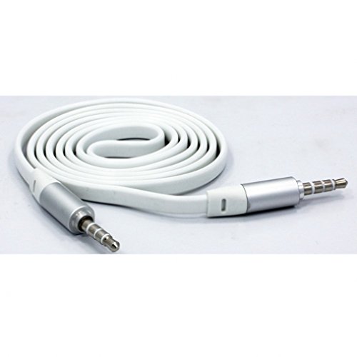 0744362917001 - BLU R1 HD COMPATIBLE FLAT WHITE AUXILIARY 3.5MM TANGLE FREE CABLE STEREO