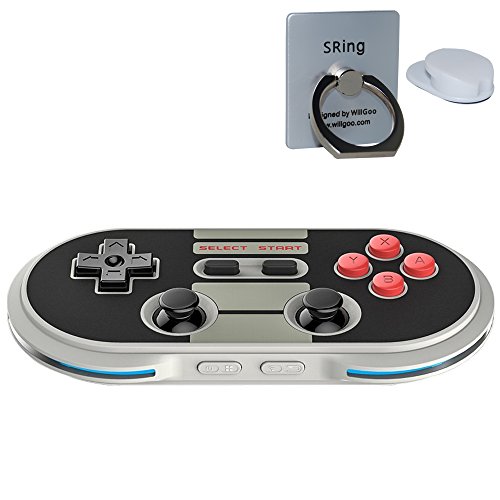 0744430810272 - 8BITDO NES30 PRO WIRELESS BLUETOOTH CONTROLLER DUAL CLASSIC JOYSTICK FOR ANDROID GAMEPAD PC+ WILLGOO SRING STANDER (WITH SILVER SRING)
