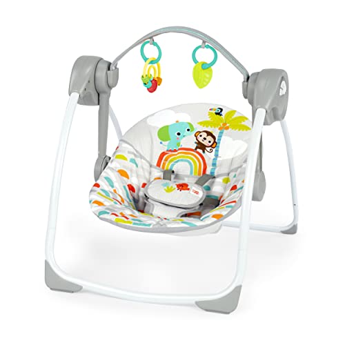 0074451130692 - BRIGHT STARTS PLAYFUL PARADISE PORTABLE COMPACT AUTOMATIC BABY SWING WITH MUSIC, UNISEX, NEWBORN +