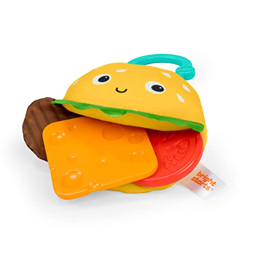 0074451167018 - BRIGHT STARTS SAY CHEESEBURGER ON THE GO TEETHER ACTIVITY AND STROLLER TOY, BPA FREE, UNISEX, 3 MONTHS+