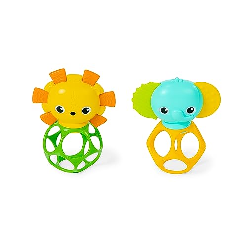 0074451167629 - BRIGHT STARTS SOOTHER PALS EASY-GRASP TEETHER TOYS, 2-PACK LION AND ELEPHANT CHARACTERS, BPA FREE, UNISEX, AGES NEWBORN +
