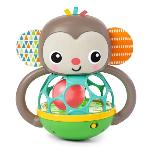 0074451167797 - BRIGHT STARTS GRAB & GIGGLE MONKEY LIGHT-UP MUSICAL RATTLE TOY WITH EASY-GRASP OBALL, AGES 6 MONTHS+, UNISEX