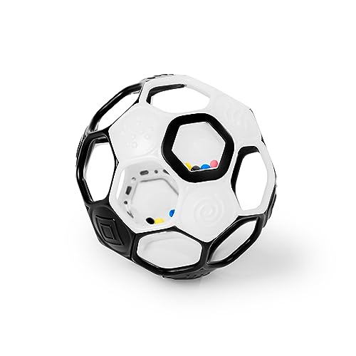 0074451169074 - BRIGHT STARTS OBALL GRIPPIN GOALS RATTLE SOCCER BALL - BLACK & WHITE, EASY-GRASP TOY FOR NEWBORN AND UP