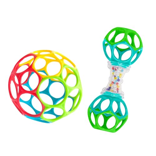 0074451169081 - BRIGHT STARTS EASY-GRASP OBALL BUNDLE GIFT SET - GRASP THE DAY, BALL AND RATTLE TOYS 2-PACK, BPA FREE, UNISEX, NEWBORN+