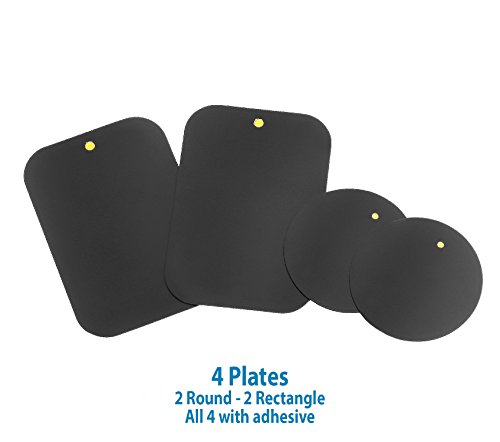 7445803112230 - MOUNT METAL PLATE WITH ADHESIVE FOR MAGNETIC CRADLE-LESS MOUNT -X4 PACK 2 RECTANGLE AND 2 ROUND (COMPATIBLE WITH WIZGEAR MOUNTS)