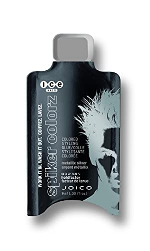 0074469490689 - JOICO ICE SPIKER COLORZ METALLIX SILVER COLORED STYLING GLUE WATER - RESISTANT FOR MOST HAIR TYPES, SILVER, 0.30 FL. OZ.
