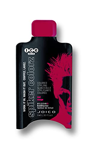 0074469490887 - JOICO ICE SPIKER COLORZ RED COLORED STYLING GLUE WATER - RESISTANT FOR MOST HAIR TYPES, RED, 0.30 FL. OZ.