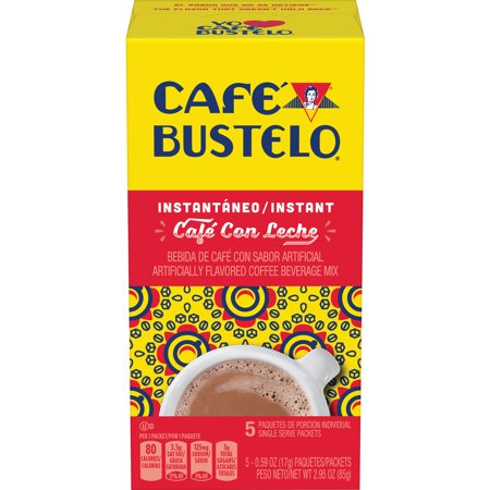 0074471213337 - CAFE BUSTELO CAFE CON LECHE INSTANT COFFEE PACKETS, 5 CT