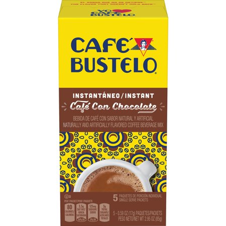 0074471213344 - CAFE BUSTELO CAFE CON CHOCOLATE INSTANT COFFEE PACKETS, 5 CT