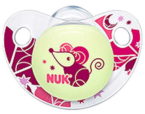 0744750546172 - NUK NIGHT AND DAY BABY PACIFIER 0-6 M SILICONE GIRL GLOWS IN THE DARK RED 8202-5