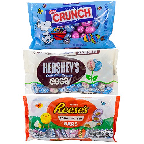0744947837359 - HERSHEY COOKIES 'N' CREME MINI EGGS, NESTLE CRUNCH MILK CHOCOLATE WITH CRISPED RICE MINI EGGS AND WHITE REESE'S PEANUT BUTTER MINI EGGS | SNOOPY FROM MOVIE PEANUT | EASTER TREATS AND SPRING GIFTS.