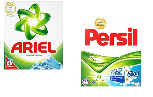 0744947958542 - PERSIL + ARIEL LAUNDRY DETERGENT POWDER VARIETY PACK - 4 WASH LOADS OF EACH