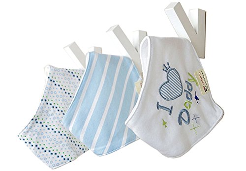 0744960945550 - TRIANGLE BABY DROOL BIBS WITH ADJUSTABLE SNAP BUTTONS,3 PACK (ILOVEDADBIB)