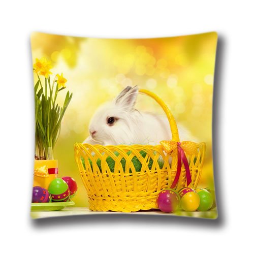 7449810345179 - GORGEOUS DIY DESIGN HOME DECORATIVE CUSTOM HAPPY EASTER BUNNY PILLOW CASE 16X16 INCH(TWO SIDES),SDI5432