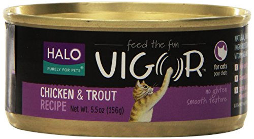 0745158400998 - HALO VIGOR CHICKEN AND TROUT CAT FOOD, 5.5-OUNCE, 12-PACK