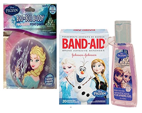 0745313062450 - DISNEY FROZEN SAFETY FIRST BOO BOO BUDDY RESUABLE COLD PACK SOOTHES BUMPS & BRUISES & BAND-AID BRAND FORZEN ADHESIVE BANDAGES! PLUS BONUS FROZEN ANTISEPTIC HAND CLEANSING GEL
