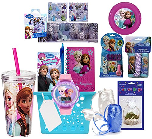 0745313067875 - DISNEY FROZEN ELSA & ANNA INSPIRED 9PC. ALL INCLUSIVE PRE-FILLED GIFT BASKET. PERFECT FOR VALENTINE'S DAY, AS EASTER BASKET, CHRISTMAS GIFT OR SPECIAL OCCASSION. PRE-WRAPPED & READY TO GIVE!