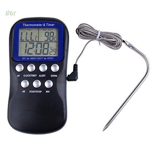 7453426543393 - BLACK USEFUL TRIPLE LCD TEMPERATURE FOOD PROBE OVEN MEAT DIGITAL THERMOMETER KITCHEN TIMER HUMIDITY COOKING CLOCK TERMOMETRO