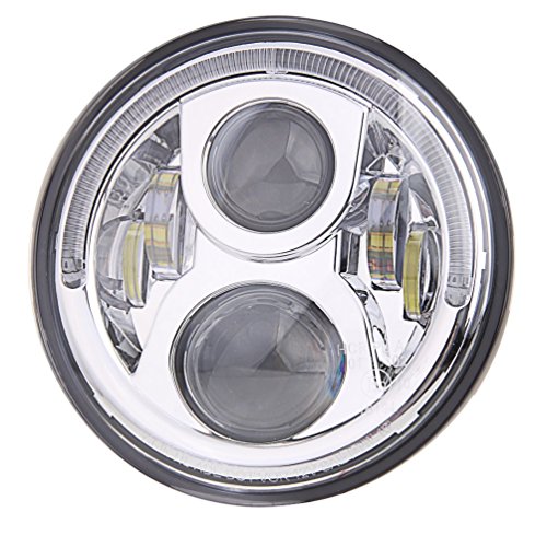 0745360257489 - PROAUTO 7INCH ROUND LED MOTORCYCLE HEADLIGHT HEADLAMP 75W HIGH/LOW BEAM WITH H4 ADAPTER FOR HONDA CB400