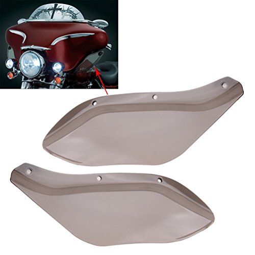 0745360257526 - PROAUTO SIDE WINDSHIELD AIR DEFLECTORS FAIRING FOR HARLEY LIGHT SMOKE FOR STREET GLIDE AND TRIKE MODELS, SIDE DEFELCTORS WITH HARD-COATED POLYCARBONATE