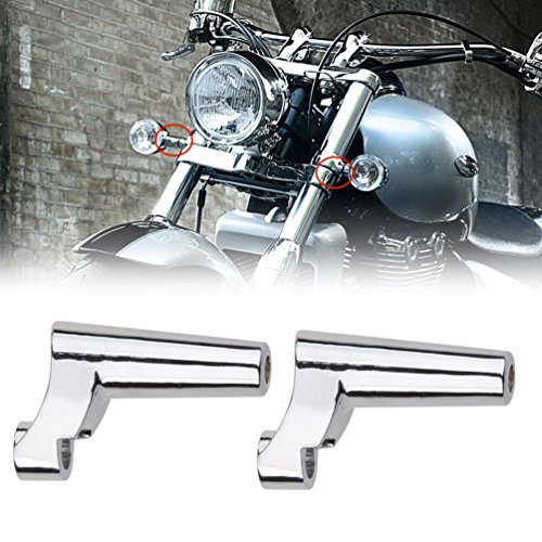 0745360257724 - PROAUTO 2* CHROME MOTORCYCLE TURN SIGNAL BRACKET RELOCATION KIT FOR HARLEY '88- LATER XL