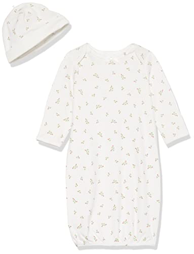 0745644846484 - LITTLE ME BABY GIRLS GOWN AND HAT NIGHT SHIRT, IVORY, 0-3 MONTHS US