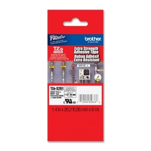 0745666812610 - BROTHER MOBILE TZES261 P-TOUCH EXTRA STRENGTH SUPER ADHESIVE TAPE, 1.5 W X 26.2' L, INDUSTRIAL TAPE, BLACK ON WHITE