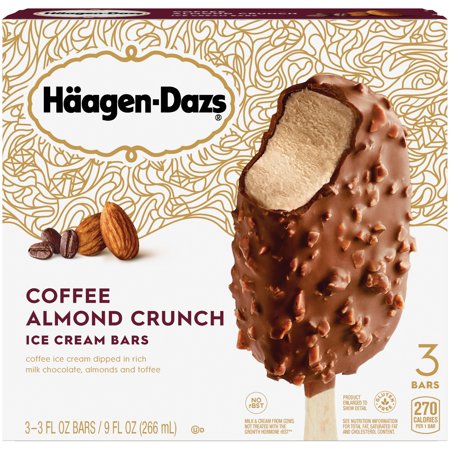 0074570428540 - HAAGEN-DAZS COFFEE ALMOND CRUNCH ICE CREAM BARS 3 CT BOX