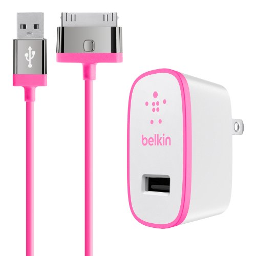 0745883640294 - BELKIN MIXIT HOME CHARGER WITH 4-FOOT 30-PIN CABLE FOR IPHONE 4/4S, IPAD 3RD GEN AND IPAD 2 (2.1 AMP/10 WATT), PINK