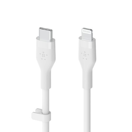 0745883832064 - BELKIN - BOOSTCHARGE FLEX SILICONE USB-C TO LIGHTNING CABLE 6.6FT, MFI-CERTIFIED CHARGING CABLE WITH CABLE CLIP - WHITE