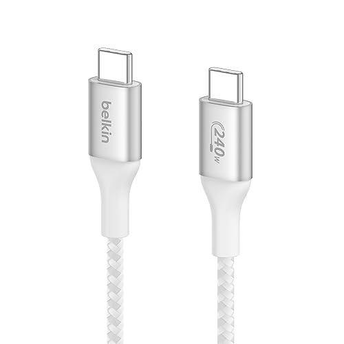 0745883859078 - BELKIN BOOSTCHARGE USB-C TO USB-C POWER CABLE (2M, 6.6FT), FAST CHARGING CABLE WITH 240W POWER DELIVERY, USB-IF CERTIFIED, COMPATIBLE WITH MACBOOK PRO, CHROMEBOOK, SAMSUNG GALAXY, IPAD, & MORE - WHITE