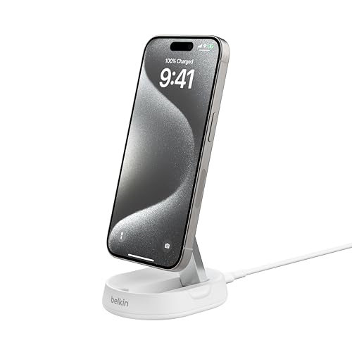 0745883868421 - BELKIN BOOSTCHARGE PRO 15W CONVERTIBLE MAGNETIC CHARGING STAND, MAGSAFE COMPATIBLE FAST QI2 CHARGER FOR APPLE IPHONE 15, 15 PLUS, 15 PRO, 15 PRO MAX OTHER QI2 ENABLED DEVICES - WHITE