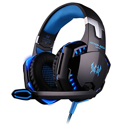 0745950224952 - PC GAMING HEADSET 007PLUS® G2000 LED 3.5MM STEREO GAMING LED LIGHTING OVER-EAR HEADPHONE HEADSET HEADBAND WITH MIC FOR PC STEREO BASS COMPUTER GAME GAMING HEADSET BLACK/BLUE