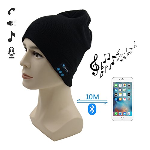 0745950225058 - BLUETOOTH HAT,007PLUS® WIRELESS BLUETOOTH BEANIE HEADPHONES BLUETOOTH HEADSET HAT MUSIC HAT WITH BUILT-IN STEREO SPEAKERS-BLACK