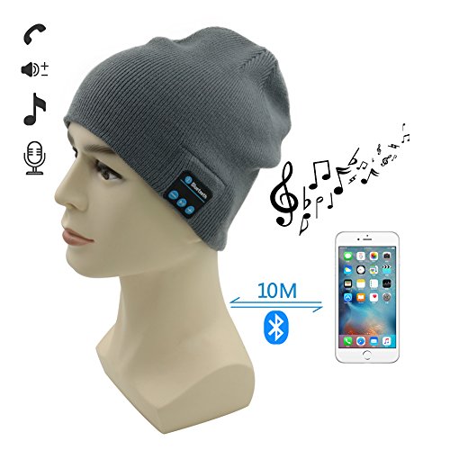 0745950225072 - BLUETOOTH HAT 007PLUS® WIRELESS BLUETOOTH KNIT HAT MUSIC CAP HANDS-FREE PHONE CALL ANSWER EARS-FREE BEANIE HAT-GRAY