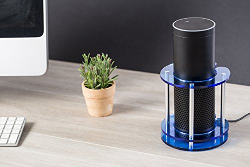 0746060131307 - ACRYLIC SPEAKER STAND FOR AMAZON ECHO, UE BOOM AND OTHER MODELS - PROTECT AND STABILIZE ALEXA BY WASSERSTEIN (BLUE)