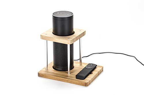 0746060131598 - SPEAKER STAND FOR AMAZON ECHO, UE BOOM AND OTHER MODELS - PROTECT AND STABILIZE ALEXA BY WASSERSTEIN (BAMBOO)