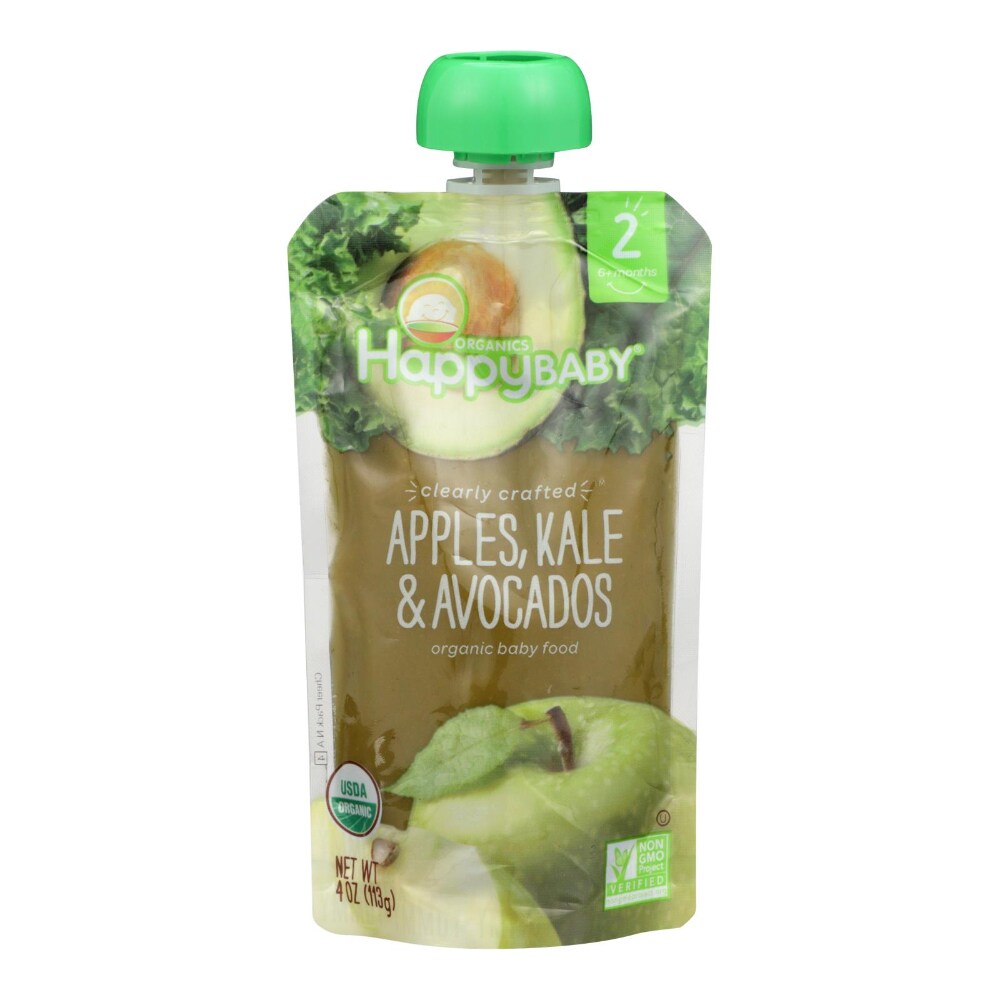 0074615563465 - HAPPY BABY HAPPY BABY CLEARLY CRAFTED - APPLES KALE AND AVOCADOS - CASE OF 16 - 4 OZ.