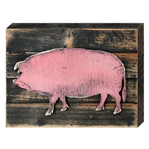 0746550052006 - DESIGNOCRACY VINTAGE COUNTRY STYLE PINK PIG RUSTIC WOODEN HOME DECOR